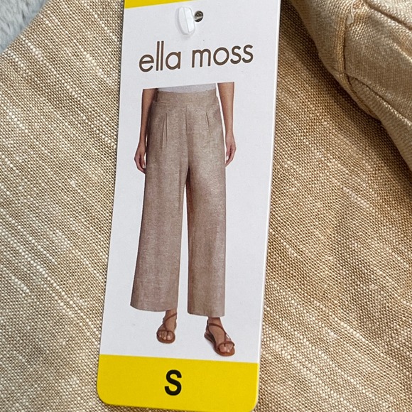 Ella Moss Wide Leg Pants Beige Linen Blend Casual Size S - Picture 3 of 8